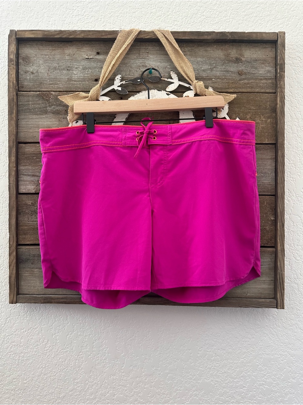 Carve Designs Hot‎ Pink Swim Bottoms Board Shorts with Tie size 14